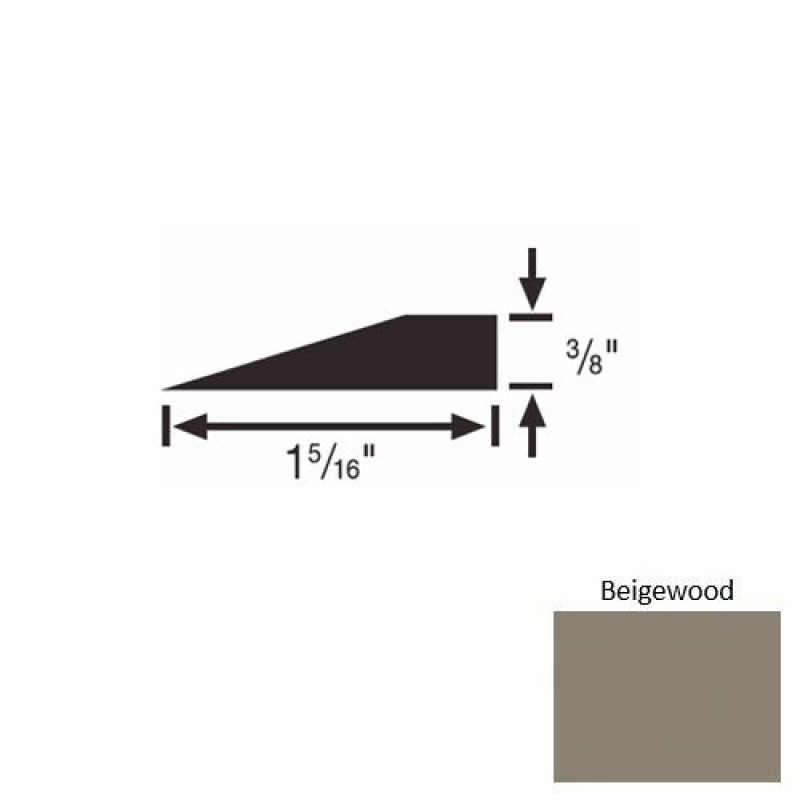 Solid 26 Beigewood Rubber Reducer Strip – 1 5/16" x 9 ft (108") x 3/8"