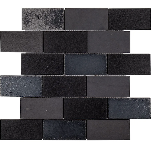 Ashland & Halsted Cast Iron Basalt Mosaic - 2" X 4" Brick - Glossy