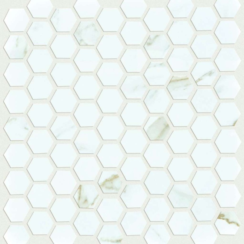 Casino Calacatta Porcelain Mosaic - Hexagon - Polished