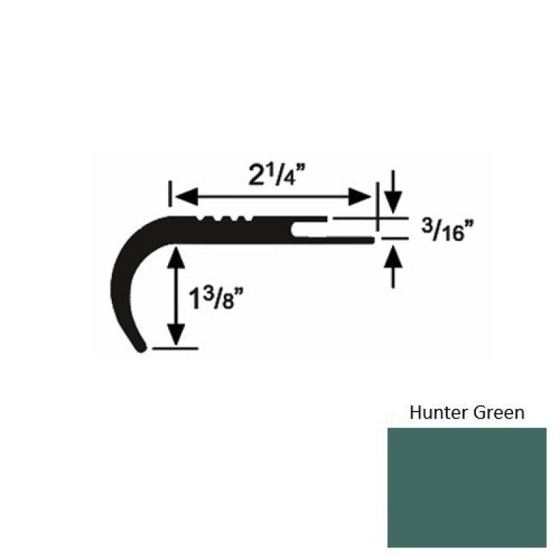 Solid 18 Hunter Green Rubber Undercut Carpet Nosing (Rd) - 2 1/4" X 9 Ft (108")