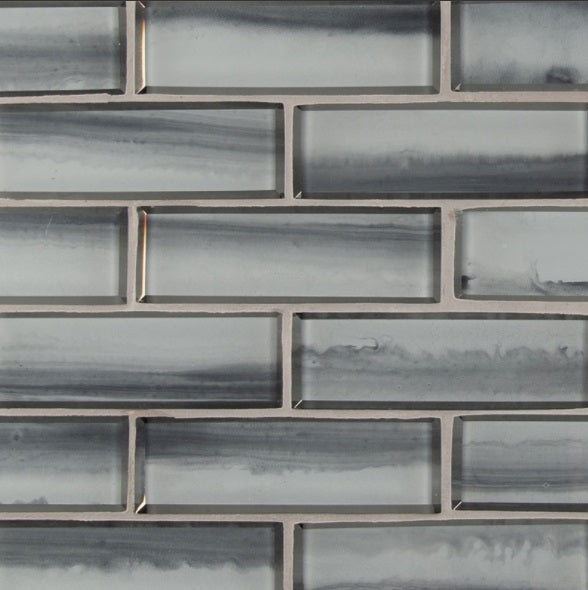 Ombre Grigia Glass Mosaic - 2" X 6" Brick - Glossy