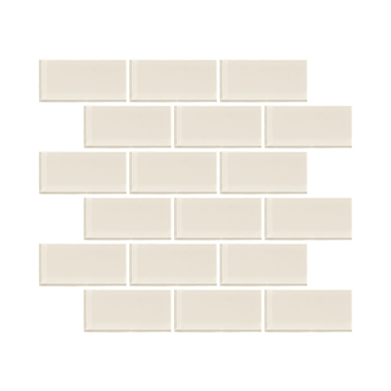 Urban Textures Contempo Ivory Glass Mosaic - 2" X 4" Brick - Glossy