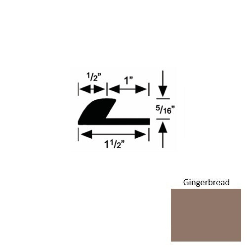Solid 36 Gingerbread Rubber Underlap Carpet Edge