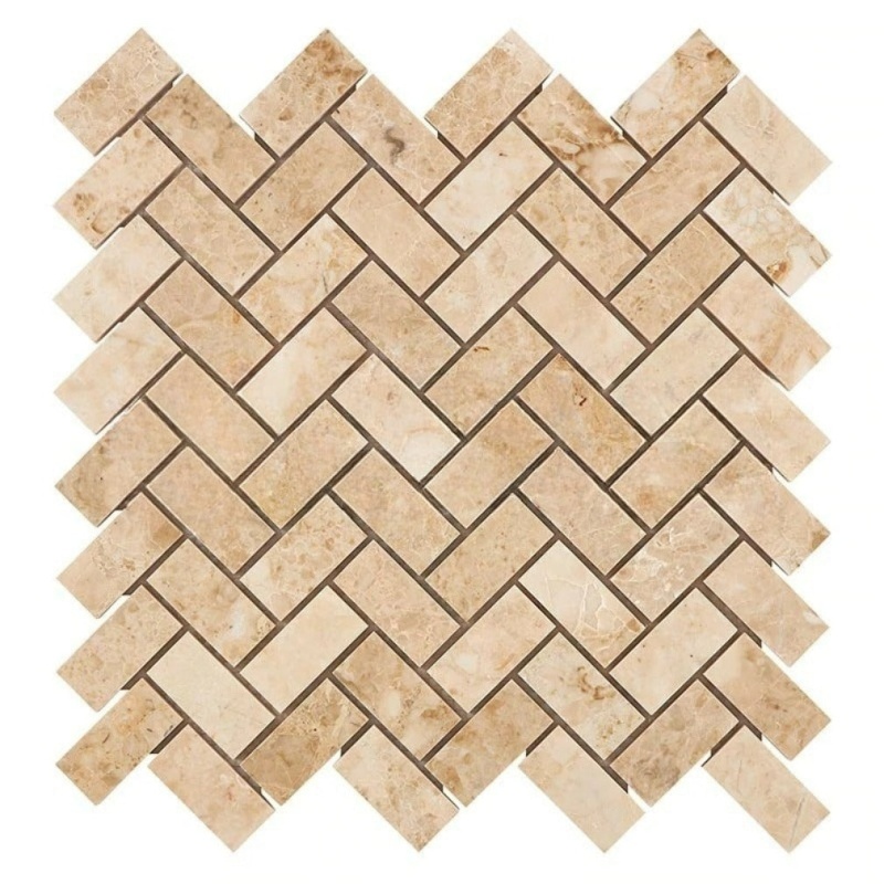 Cappuccino Marble Mosaic - 1" X 2" Herringbone - Polished