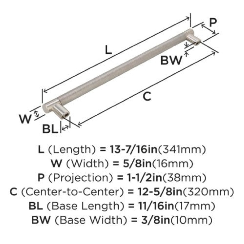 Esquire Zinc & Stainless Steel Bar Cabinet Pull - Polished Nickel / Stainless Steel