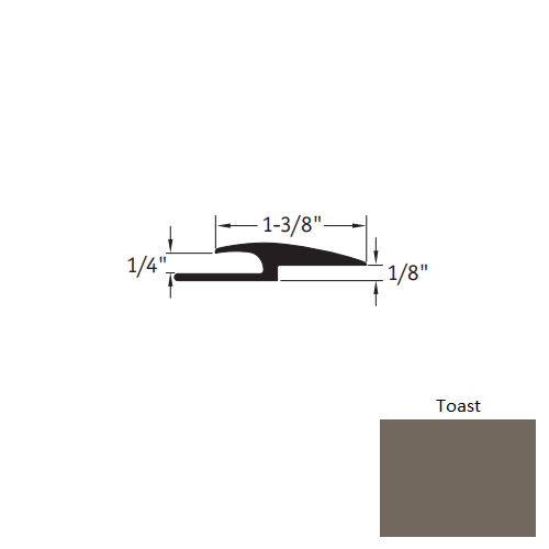 Johnsonite Toast Vinyl Moulding / Trim - 1 3/8" X 12 Ft (144") X 1/4" - 1/8" Adaptor - Adaptor
