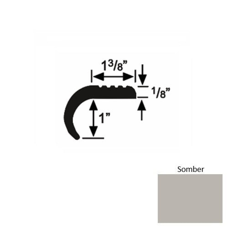 Solid 06 Somber Rubber Domestic Stair Nosing (Rd) - 1 3/8" X 9 Ft (108")