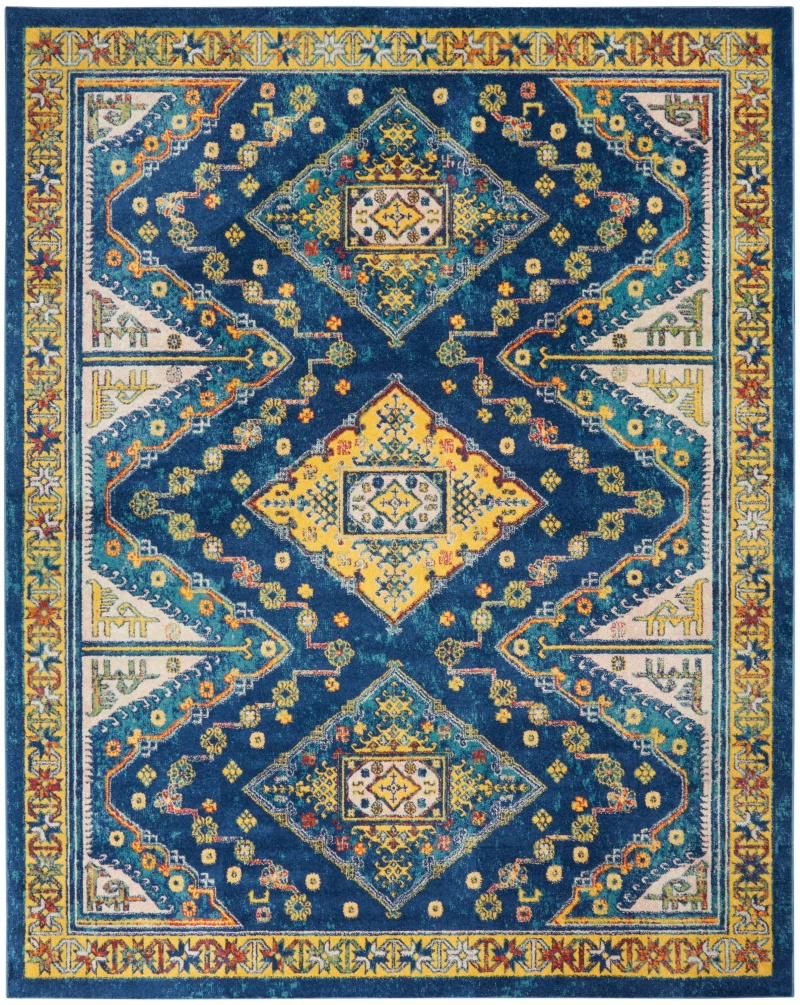 Allur Alr02 Navy Multicolor Polypropylene Bohemian Area Rug