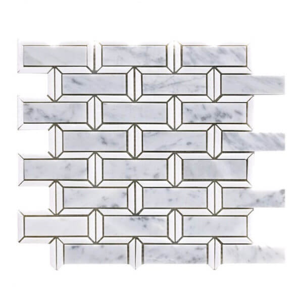 Carrara & Thassos Frame Marble Mosaic - Brick - Natural