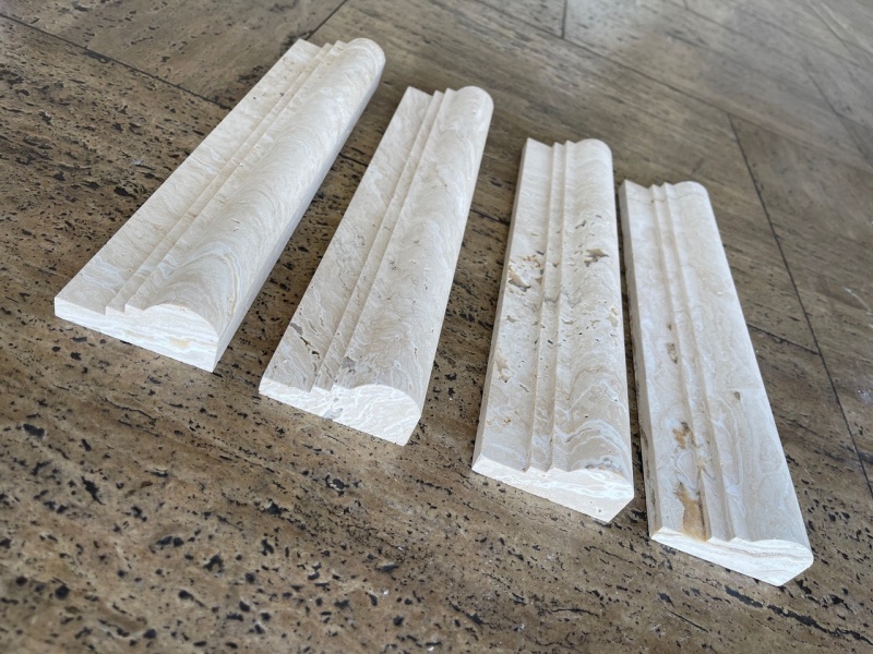 Valencia Travertine Liner - 2 1/2" X 12" Double Step Chair Rail - Honed, Per Pack: 20 Enter Quantity In Pcs