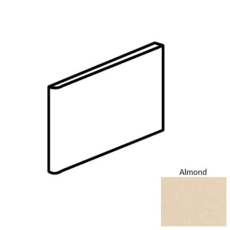 Colormatch Almond Ceramic Wall Trim - 3" X 6" Bullnose 3" Side (Qh02) - Matte