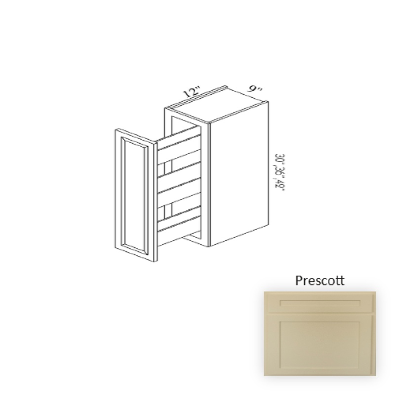 Wsr0942 Prescott Wood Kitchen Spice Rack Pull Out Base Cabinet - 9" X 42" X 12" (Assembly Required) - Prescott