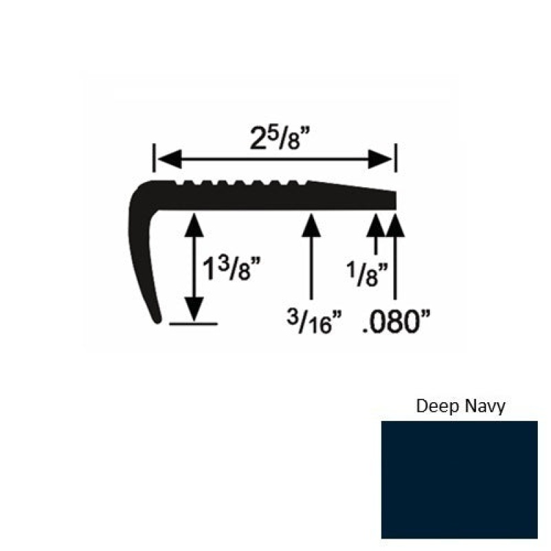 Solid 03 Deep Navy Rubber Residential Stair Nosing (Sq) - 2 5/8" X 9 Ft (108")