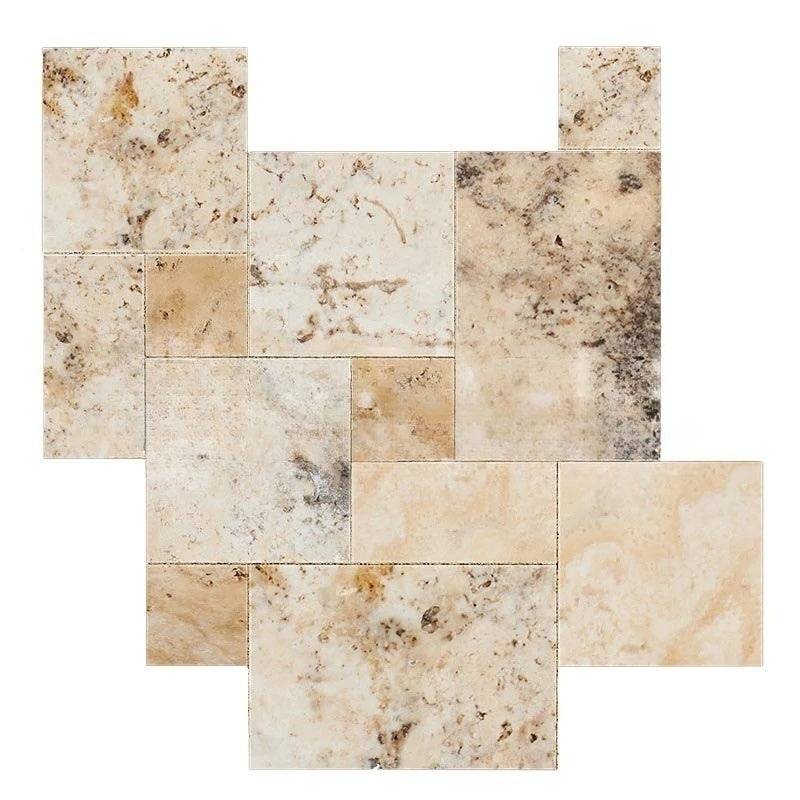 Valencia Travertine Versailles Pattern - Chiseled & Brushed - Various Sizes