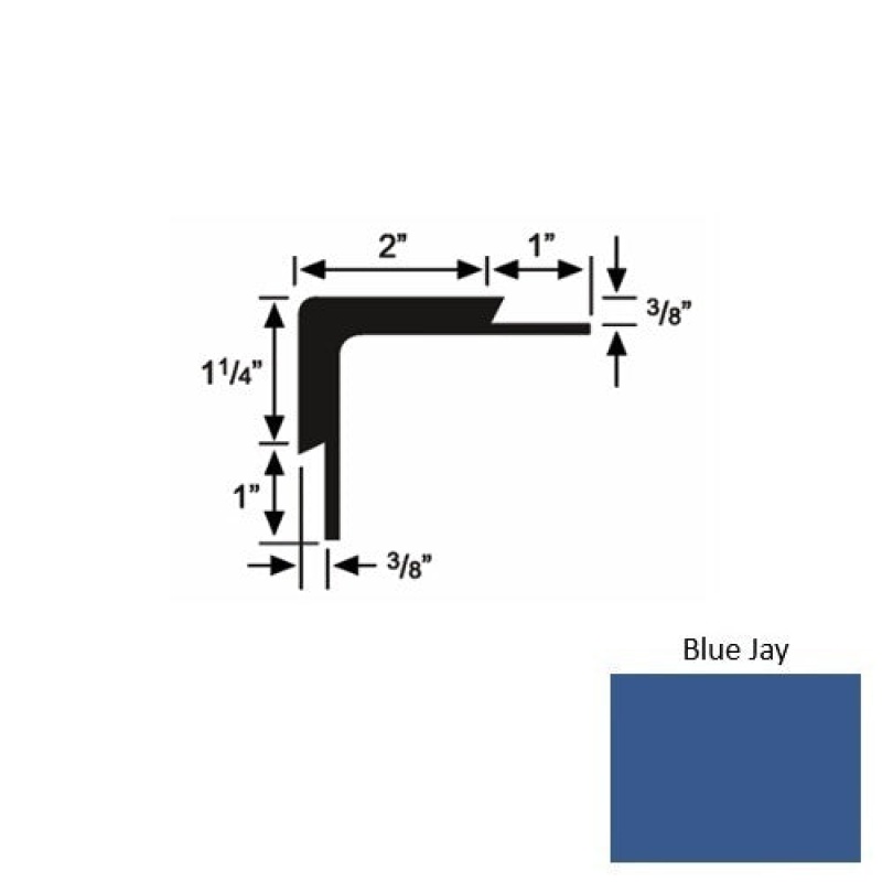 Solid 15 Blue Jay Rubber Double Flange Carpet Stair Nosing (Sq) - 2" X 9 Ft (108")