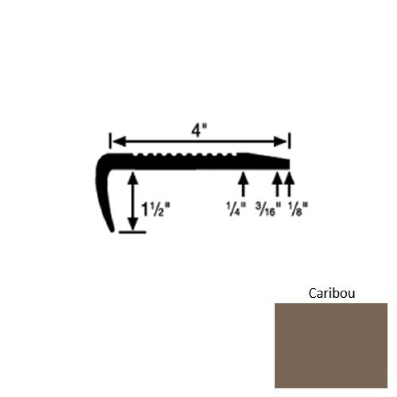 Solid 01 Caribou Rubber Commercial Stair Nosing (Sq) - 4" X 9 Ft (108")