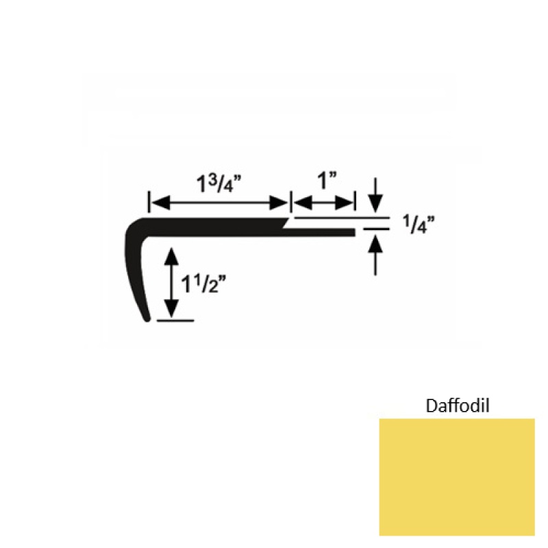 Solid 13 Daffodil Rubber Single Flange Carpet Stair Nosing (Sq) - 1 3/4" X 9 Ft (108")