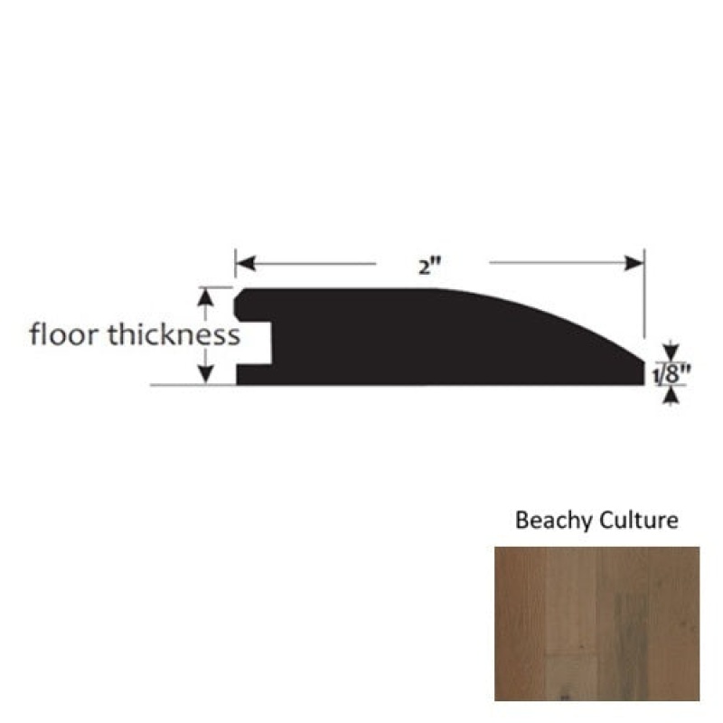 Timberbrushed Silver Beachy Culture Hardwood Moulding / Trim - 2" X 90" Flush Reducer - Urethane & Aluminum Oxide