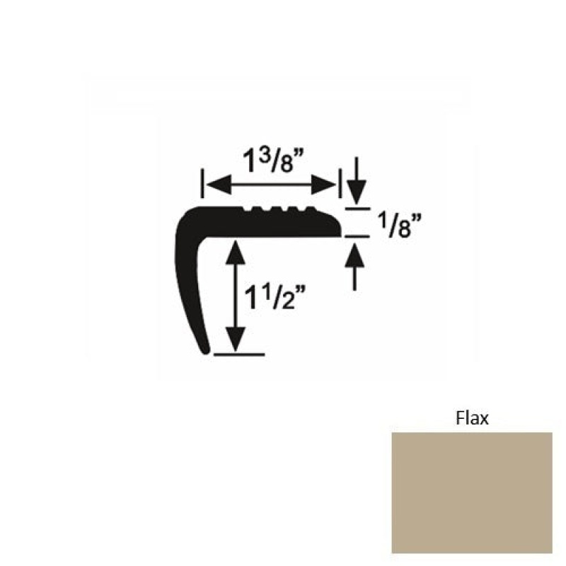 Solid 05 Flax Rubber Domestic Stair Nosing (Sq) - 1 3/8" X 9 Ft (108")