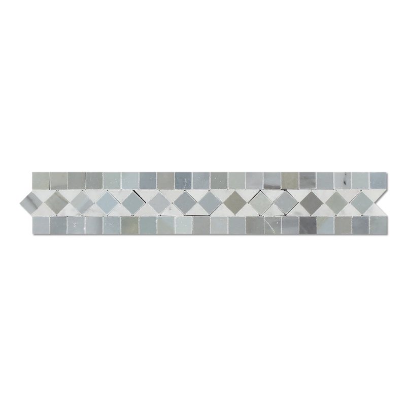White Carrara Marble Bias Border with Gray