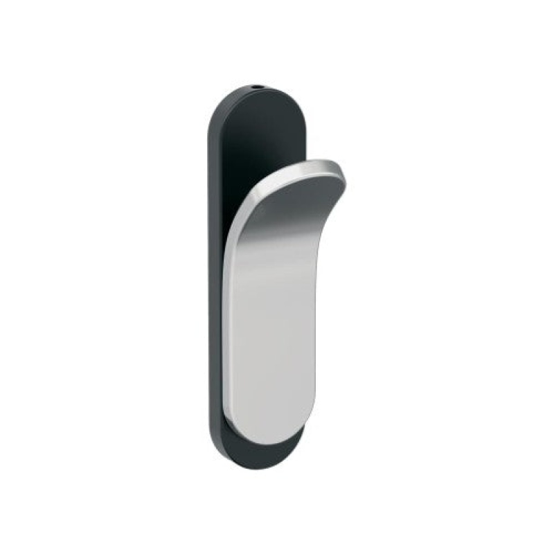 Unison Zinc Single Prong Decorative Hook - Matte Black / Polished Chrome - 5 1/8" (130 Mm) Length