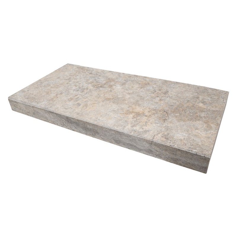 Silver Travertine Coping - Mixed