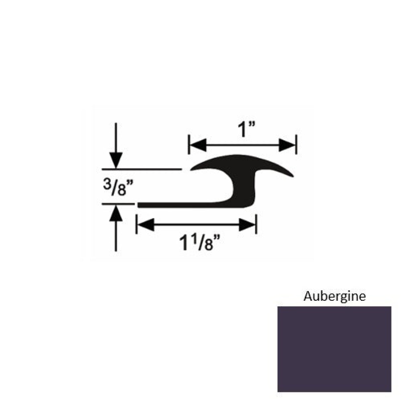 Solid 60 Aubergine Rubber Tile / Carpet Joiner - 1 1/8" X 9 Ft (108") X 3/8"