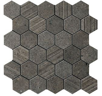 Silver Grain Dark Porcelain Mosaic - 2.37" Hexagon - Matte