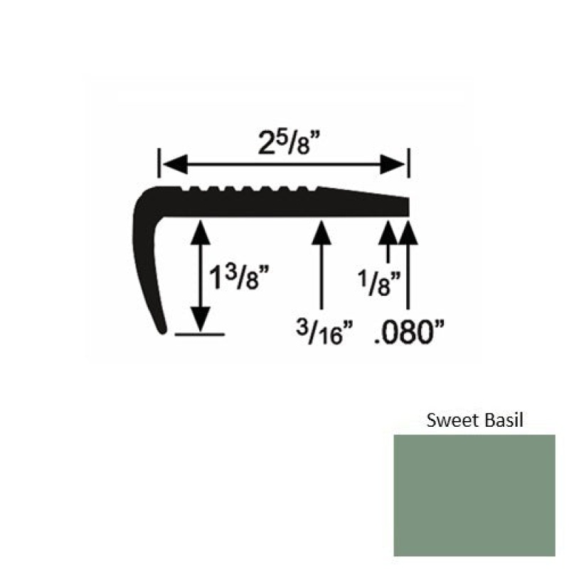 Solid 03 Sweet Basil Rubber Residential Stair Nosing (Sq) - 2 5/8" X 9 Ft (108")