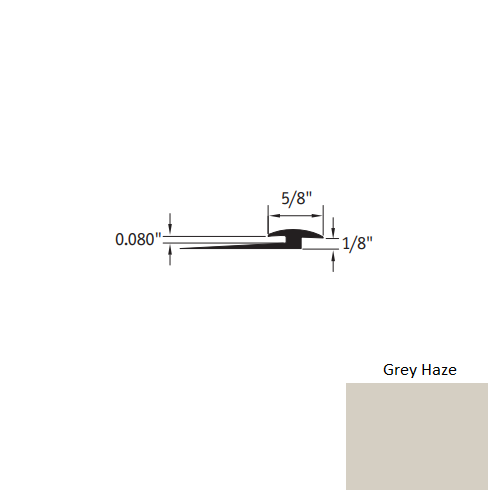 Johnsonite Grey Haze Vinyl Moulding / Trim - 5/8" X 12 Ft (144") X 1/8" - .080" Slim Line Transition - Slim Line Transition