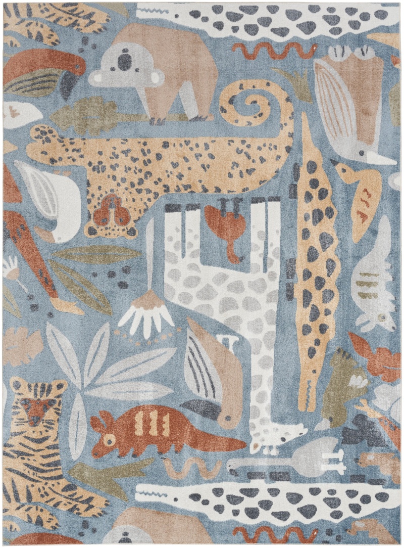 Multicolor Polyester Kids Area Rug 7 ft x 9 ft