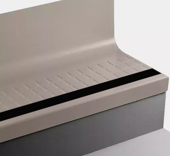 Beige Raised Square Rubber Stair Tread with Riser