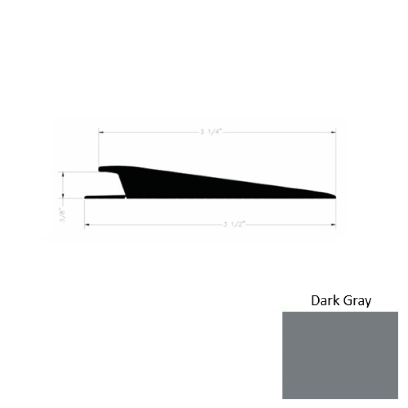 Solid 74 Dark Gray Rubber Rolling Traffic Transition - 3 1/2" X 9 Ft (108") X 3/8"