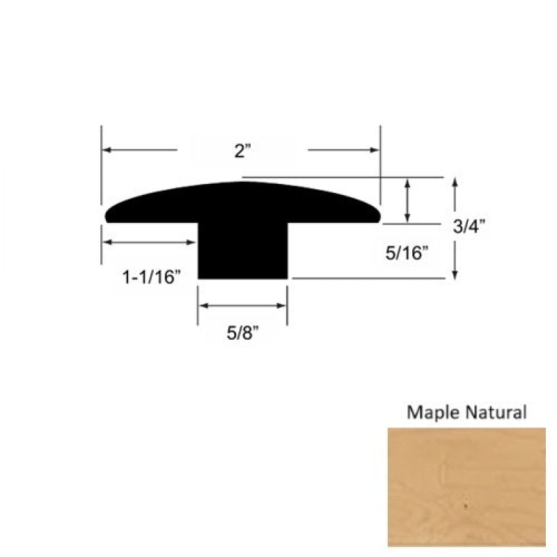 Heritage Solid Maple Natural Hardwood Moulding / Trim - 2" X 84" T Molding - Urethane