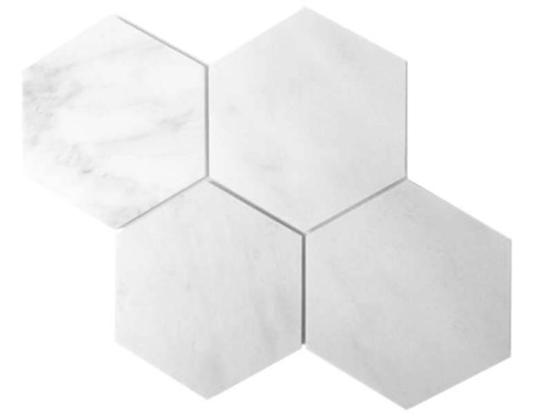 White Carrara Marble Mosaic - 5" Hexagon