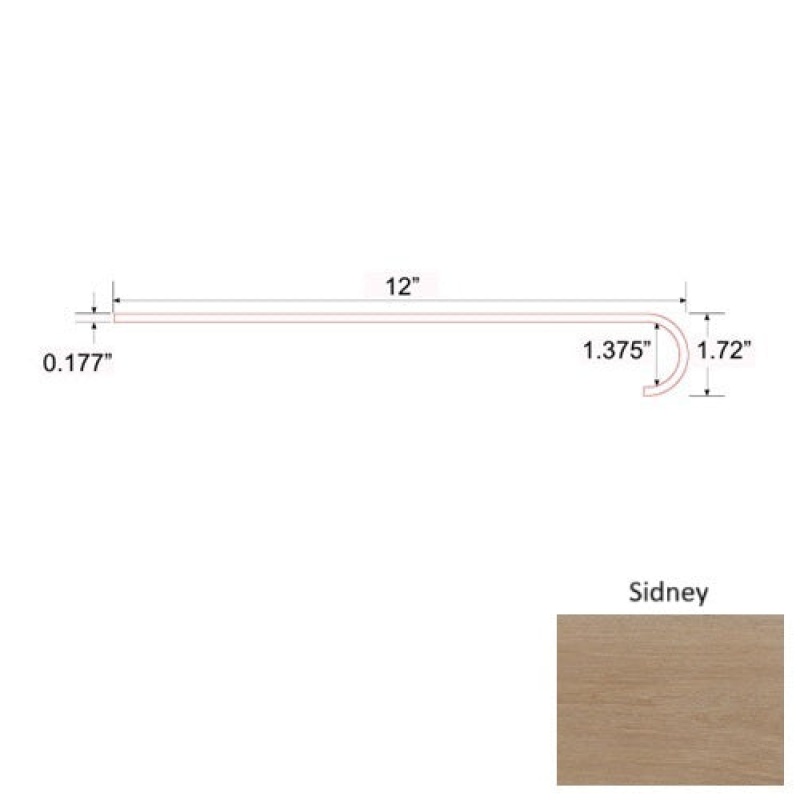 Crystal Sidney Luxury Vinyl Moulding / Trim - 47" Round Stair Tread - Mineral Enhanced Uv Coating