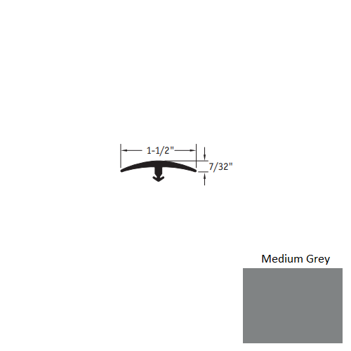 Johnsonite Medium Grey Vinyl Moulding / Trim - 1 1/2" X 12 Ft (144") X 1/4" & 5/16" T Molding - T Molding