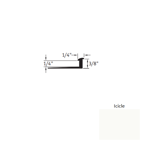 Johnsonite Icicle Vinyl Moulding / Trim - 1/4" X 12 Ft (144") X 3/8" - 1/4" Slim Line Transition - Slim Line Transition