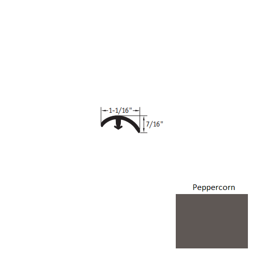Johnsonite Peppercorn Vinyl Moulding / Trim - 1 1/16" X 12 Ft (144") X 1/4" & 5/16" - 1/8" T Molding - T Molding