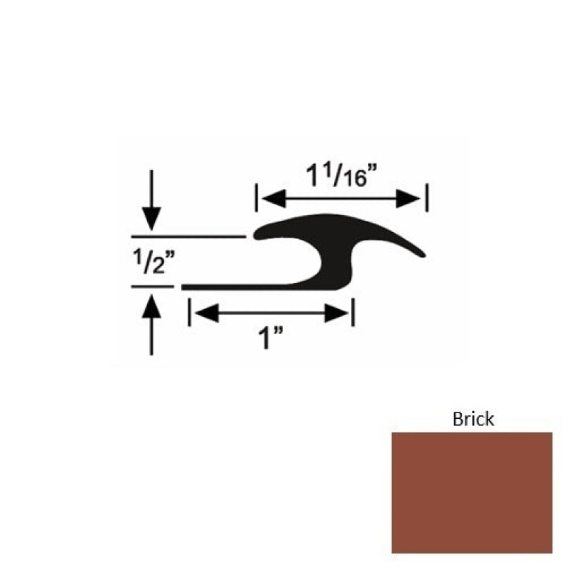 Solid 56 Brick Rubber Tile / Carpet Joiner - 1" X 9 Ft (108") X 1/2"