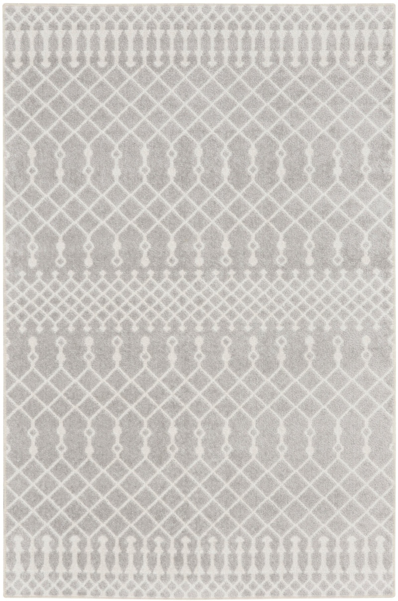 Grey Polyester Bohemian Area Rug