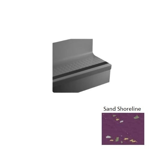 Johnsonite Sand Shoreline Raised Round Rubber Stair Tread with Riser, 19" x 42", 55 Silver Grey Insert
