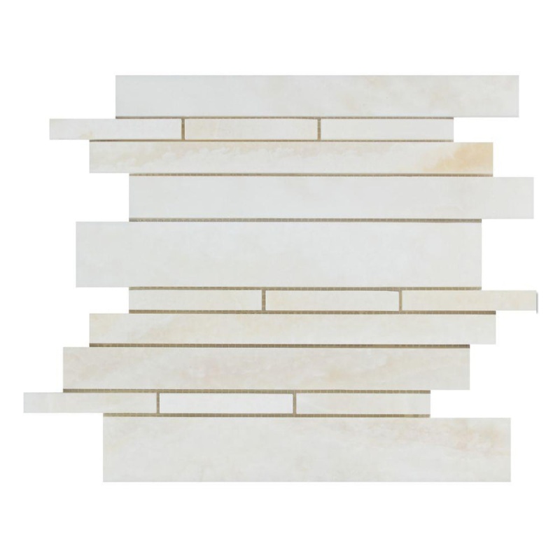 White Cross Cut Onyx Mosaic - Linear - Polished