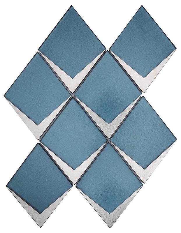 Saint Tropez Cadet Glass Mosaic - 3.75" X 3.75" Diamond - Matte