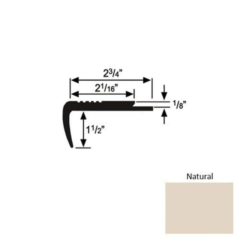 Solid 09 Natural Rubber Underlap Stair Nosing (Sq) - 2 3/4" X 9 Ft (108")