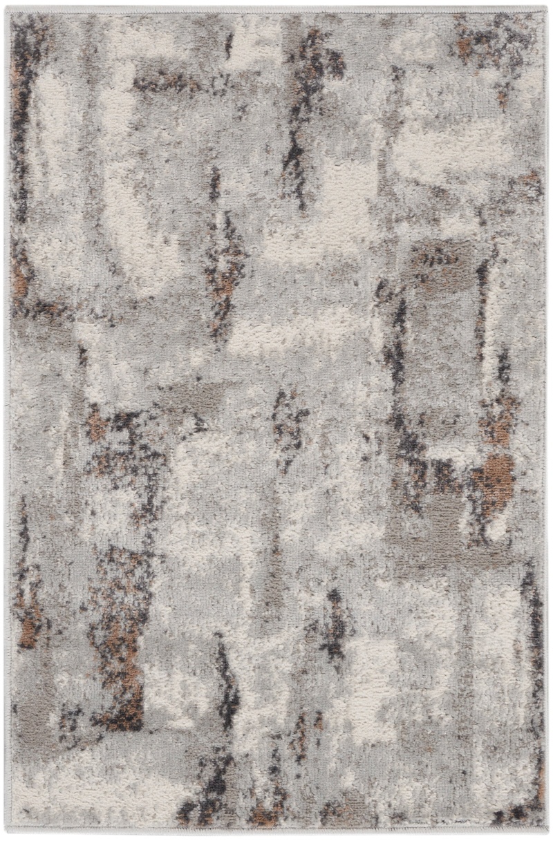 Elation Grey Ivory Polypropylene Modern Area Rug