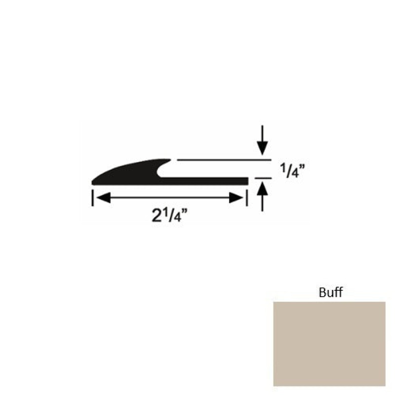 Solid 38 Buff Rubber Glue Down Carpet Edge - 2 1/4" X 9 Ft (108") X 1/4"