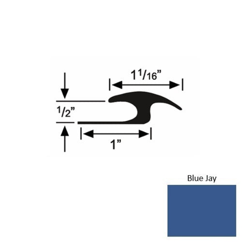 Solid 56 Blue Jay Rubber Tile / Carpet Joiner - 1" X 9 Ft (108") X 1/2"