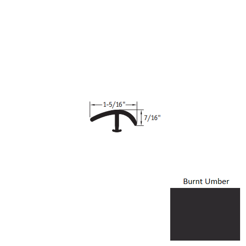 Johnsonite Burnt Umber Vinyl Moulding / Trim - 1 5/16" X 12 Ft (144") X 1/2" - 3/8" Or 1/4" T Molding - T Molding