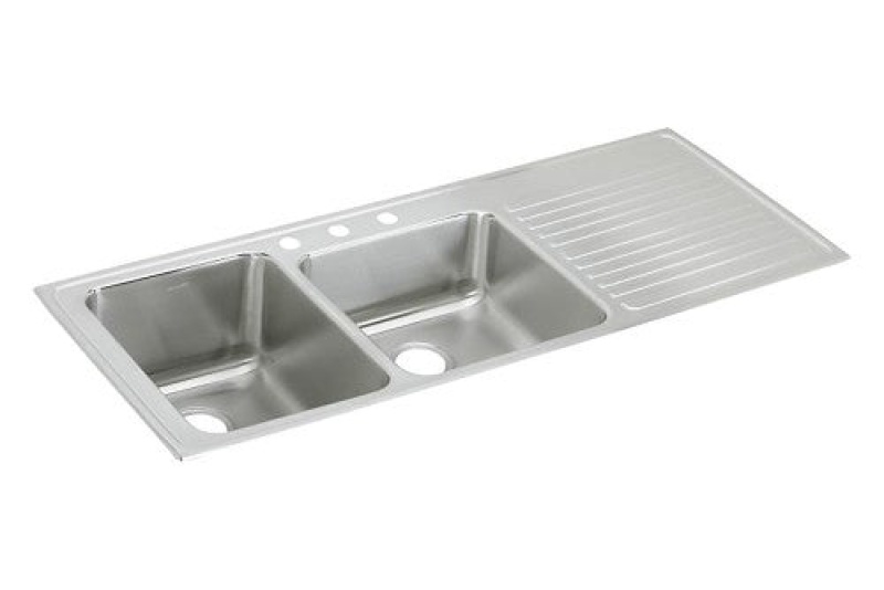 Ilgr5422l3 Lustertone Classic Stainless Steel Drop In Double Bowl Kitchen Sink - 54" X 22" X 10" With 3 Holes - Stainless Steel